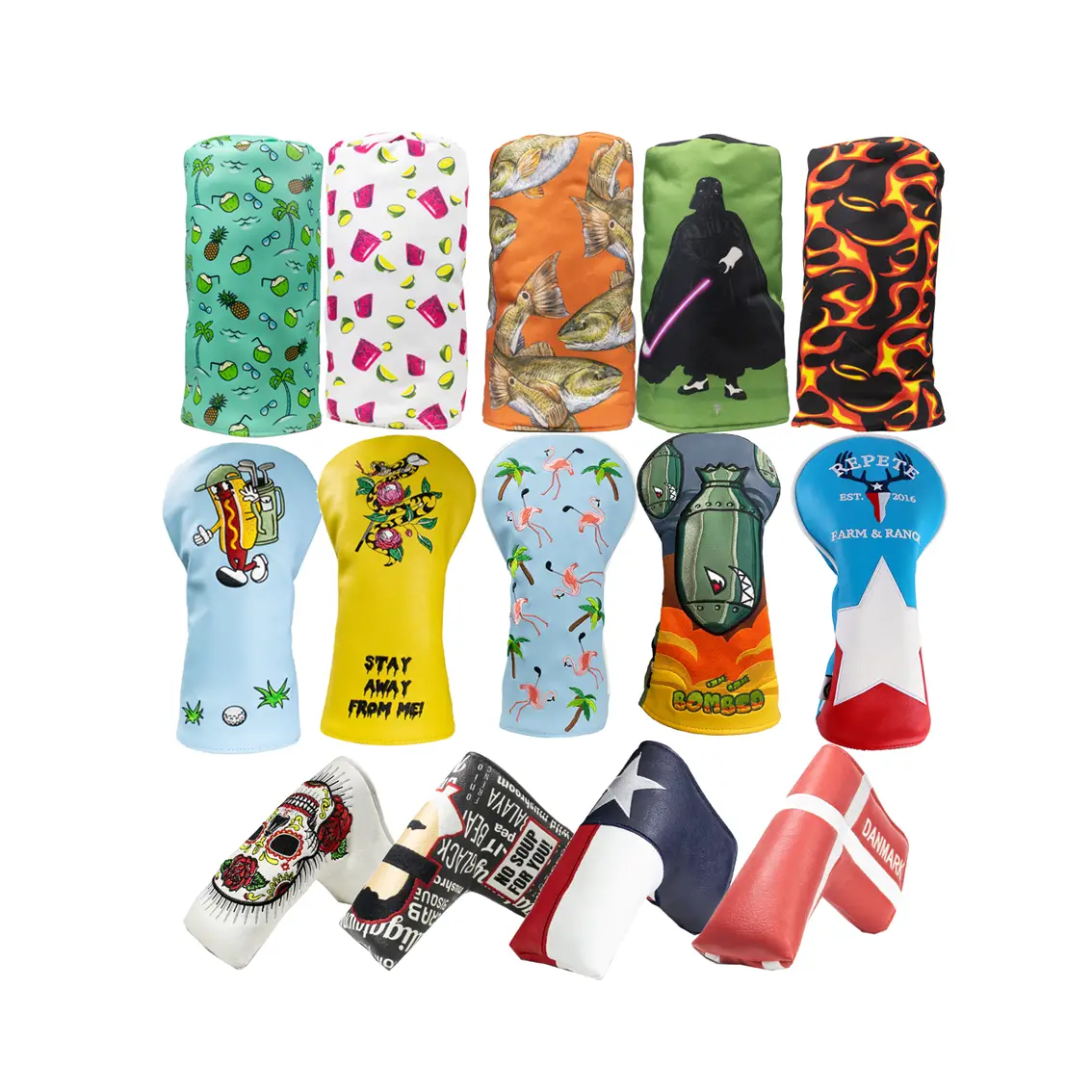 Custom Golf Headcovers Manufacturer | OEM Nylon Club Cover Sets for Private Label