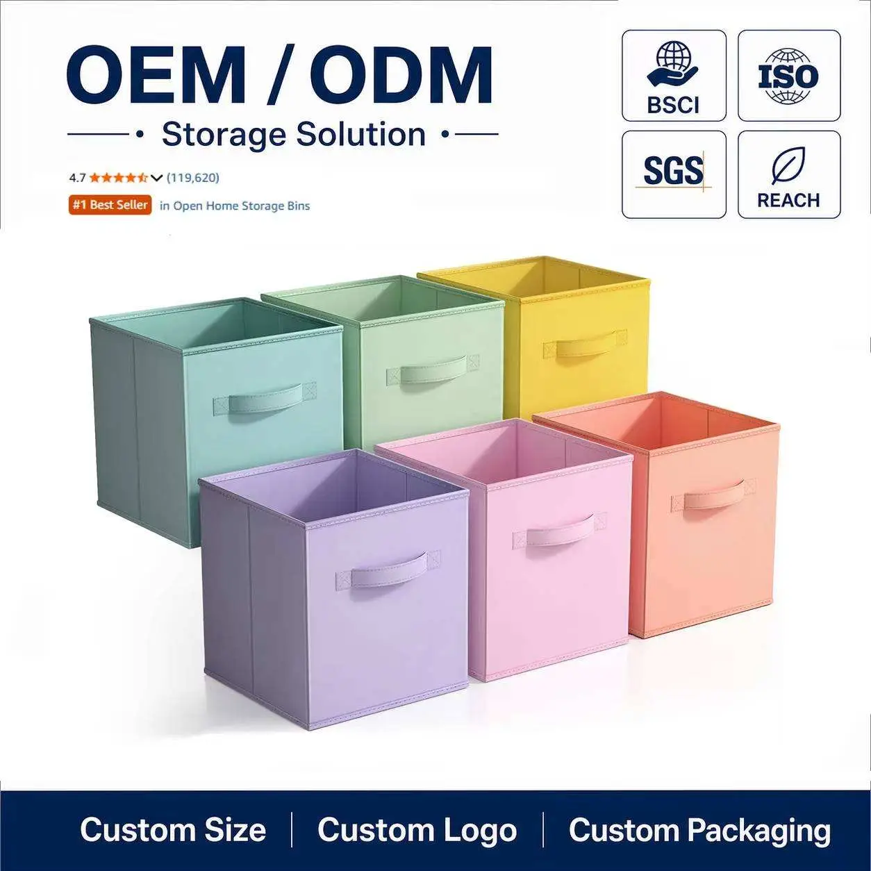 Custom Storage Boxes & Foldable Storage Bins | PP, Logo Print, 1 pc MOQ